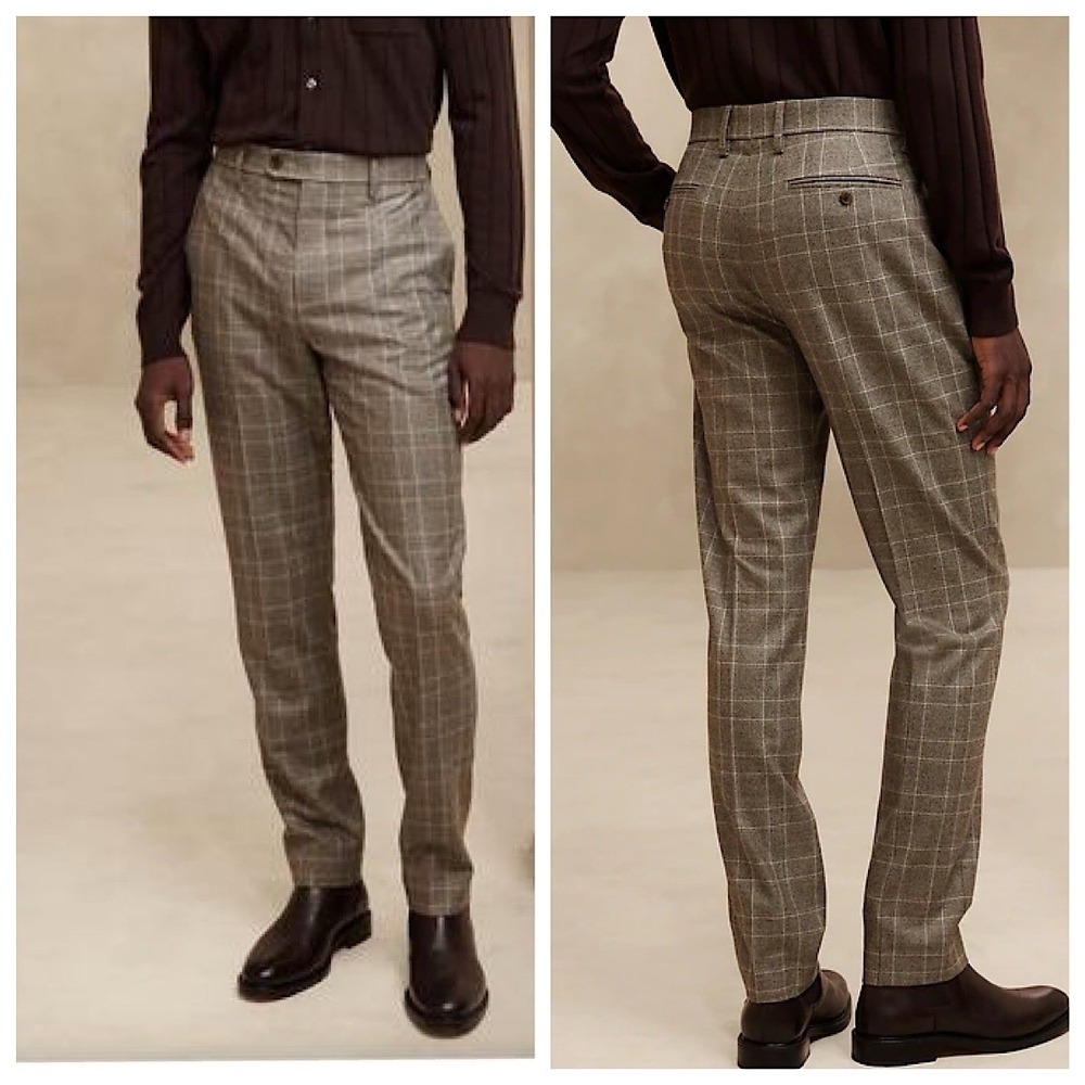 Banana Republic Tailored Slim Fit Pants Mens Sz 36R Vitale Barberis Canonic Wool